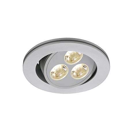 TRITON 3 LED encastré. rond. gris argent. 3x1W LED 4000K. orientable