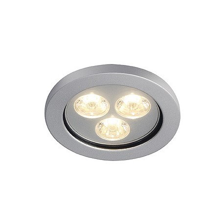 EYEDOWN LED 3x1W encastré. rond. alu. blanc chaud. 3000K