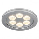 EYEDOWN LED 6x1W encastré. rond. alu. blanc chaud. 3000K