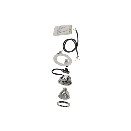 Kit encastré TWISTER. 35W. chrome/cadre blanc. 38 degrés. ballast et câble inclus