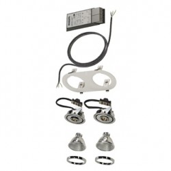 Kit encastré TWISTER. 2x35W. chrome/cadre blanc. 38 degrés. ballast et câble inclus