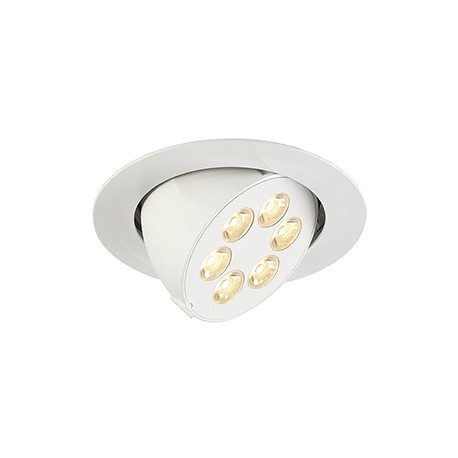 TRITON 6 GIMBLE encastré. rond. blanc mat. 6x 1W LED blanc chaud. orientable