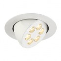 TRITON 6 GIMBLE encastré. rond. blanc mat. 6x 1W LED blanc chaud. orientable