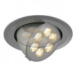 TRITON 6 GIMBLE encastré. rond. gris argent anodisé. 6x 1W LED blanc chaud. orientable