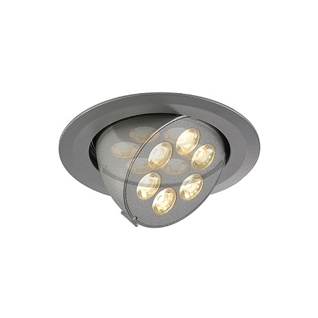 TRITON 6 GIMBLE encastré. rond. gris argent anodisé. 6x 1W LED blanc chaud. orientable