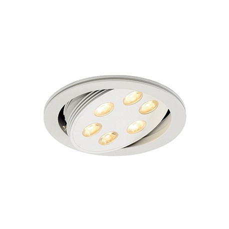 TRITON 6 encastré. rond. blanc mat. 6x 3W LED blanc chaud. orientable