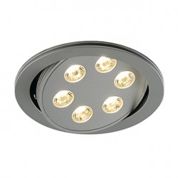 TRITON 6 encastré. rond. gris argent anod.. 6x3W LED blanc neutre. orientable