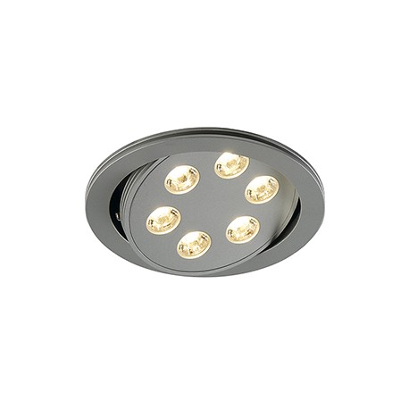 TRITON 6 encastré. rond. gris argent anod.. 6x3W LED blanc neutre. orientable