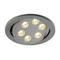 TRITON 6 encastré. rond. gris argent anodisé. 6x3W LED blanc chaud. orientable