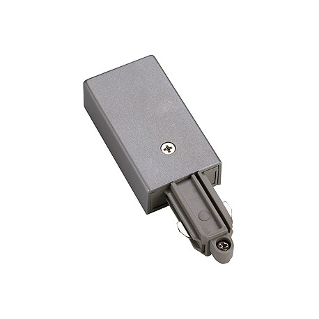 Alimentation pour rail 1 allumage 230V. gris argent. terre gauche