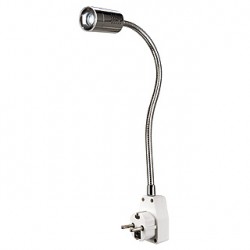 DIO FLEX PRISE LED. chrome/blanc. 1x 1W LED. blanc chaud. 3200K