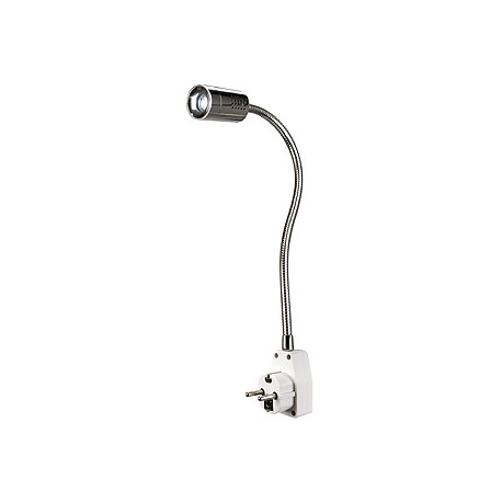 DIO FLEX PRISE LED. chrome/blanc. 1x 1W LED. blanc chaud. 3200K